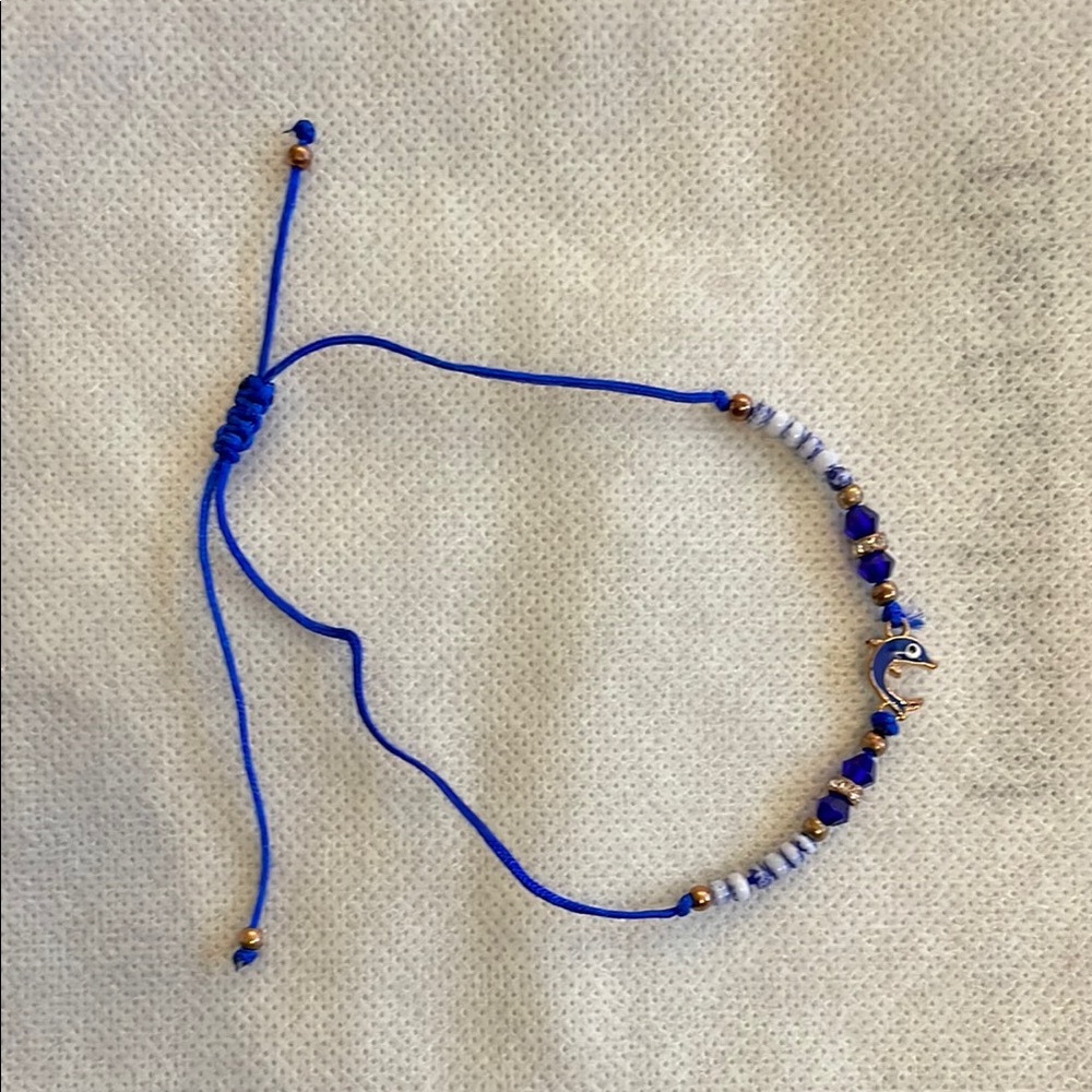 Blue Beaded Bracelet with Elephant Charm